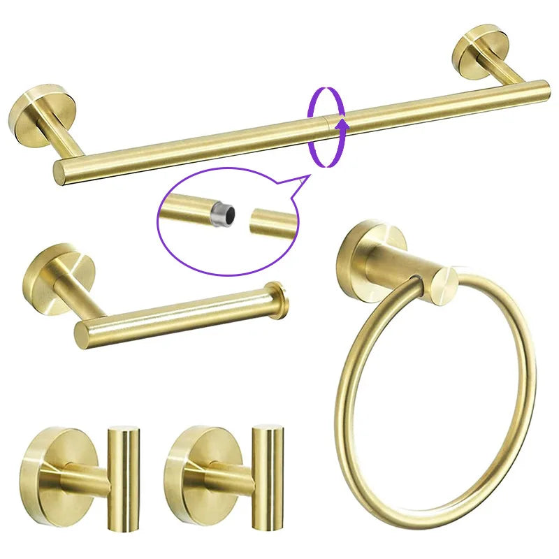 5-Piece Bath Hardware Set Brushed Finish Stainless Steel by S And B Enterprise