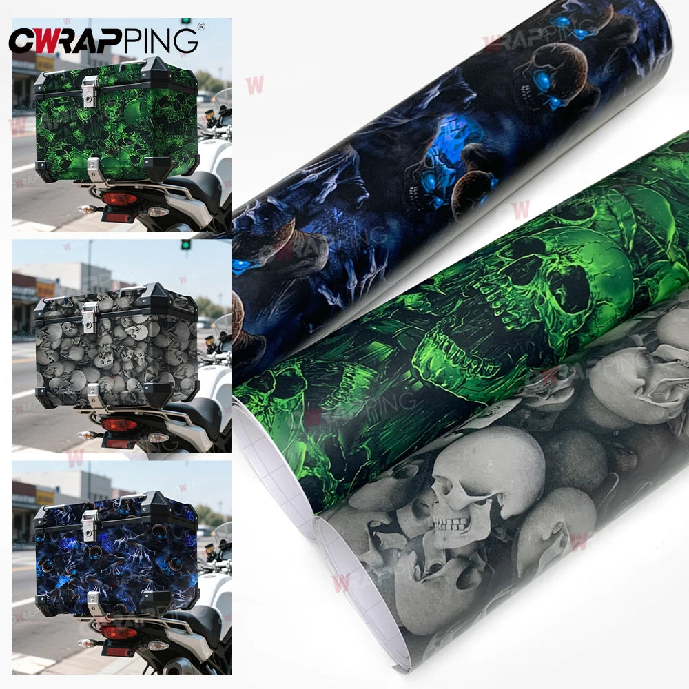 Skull Cartoon Car Sticker Vinyl Wrap For Cars And Motorcycles