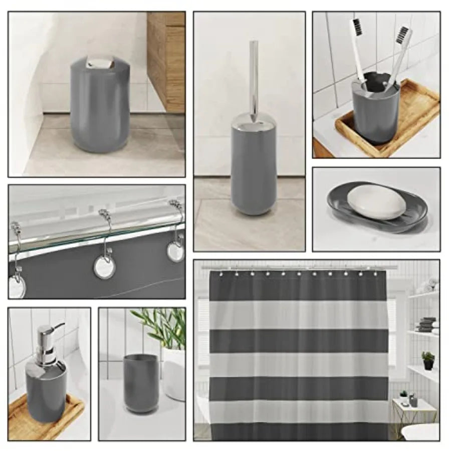 Bamboo Bathroom Accessory Set With Shower Curtain And Liner by S And B Enterprise