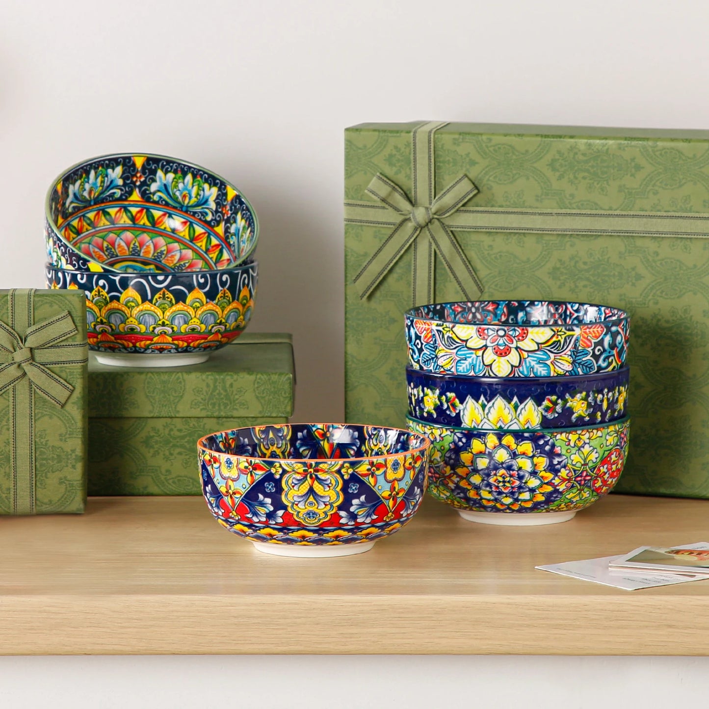 MALACASA Ceramic Bowls Set Bohemian Style Dinnerware