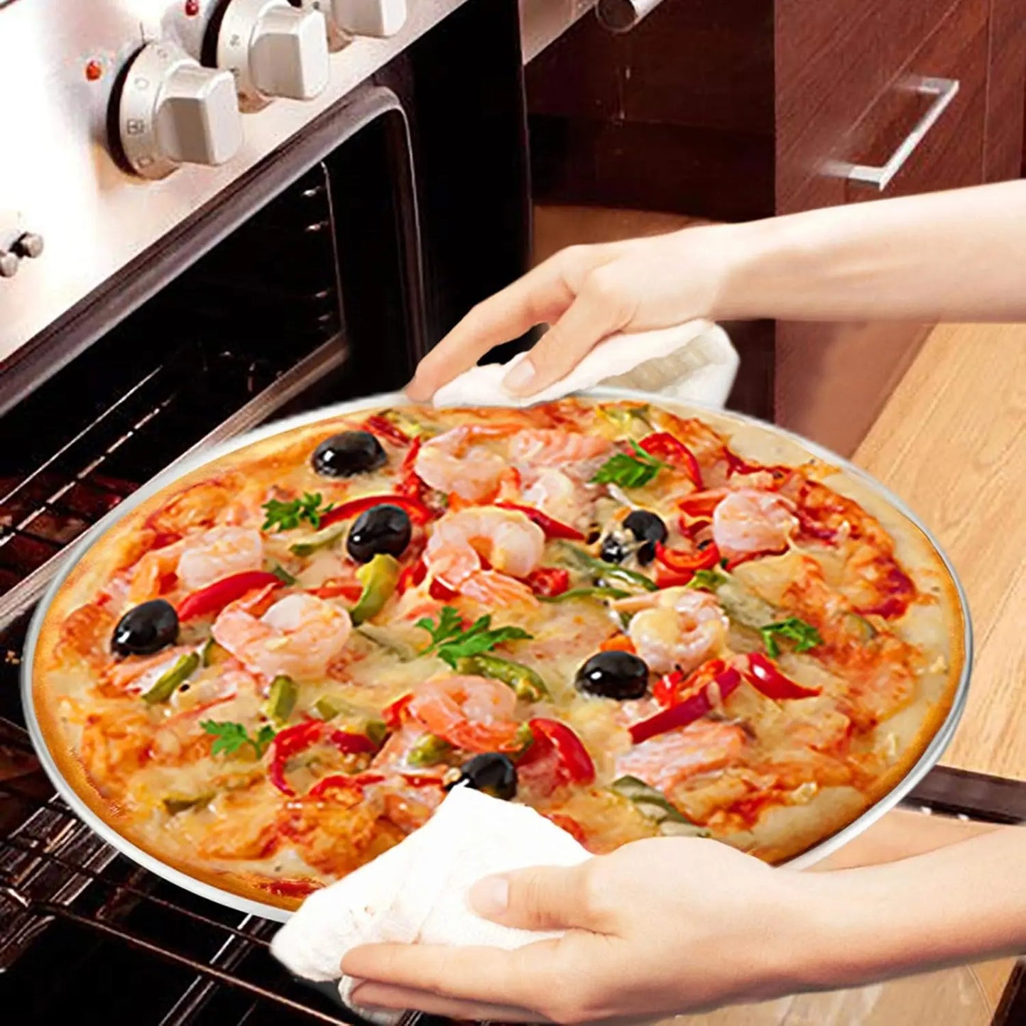 Stainless Steel Pizza Pan Set, Heavy Duty Trays, Dishwasher Safe