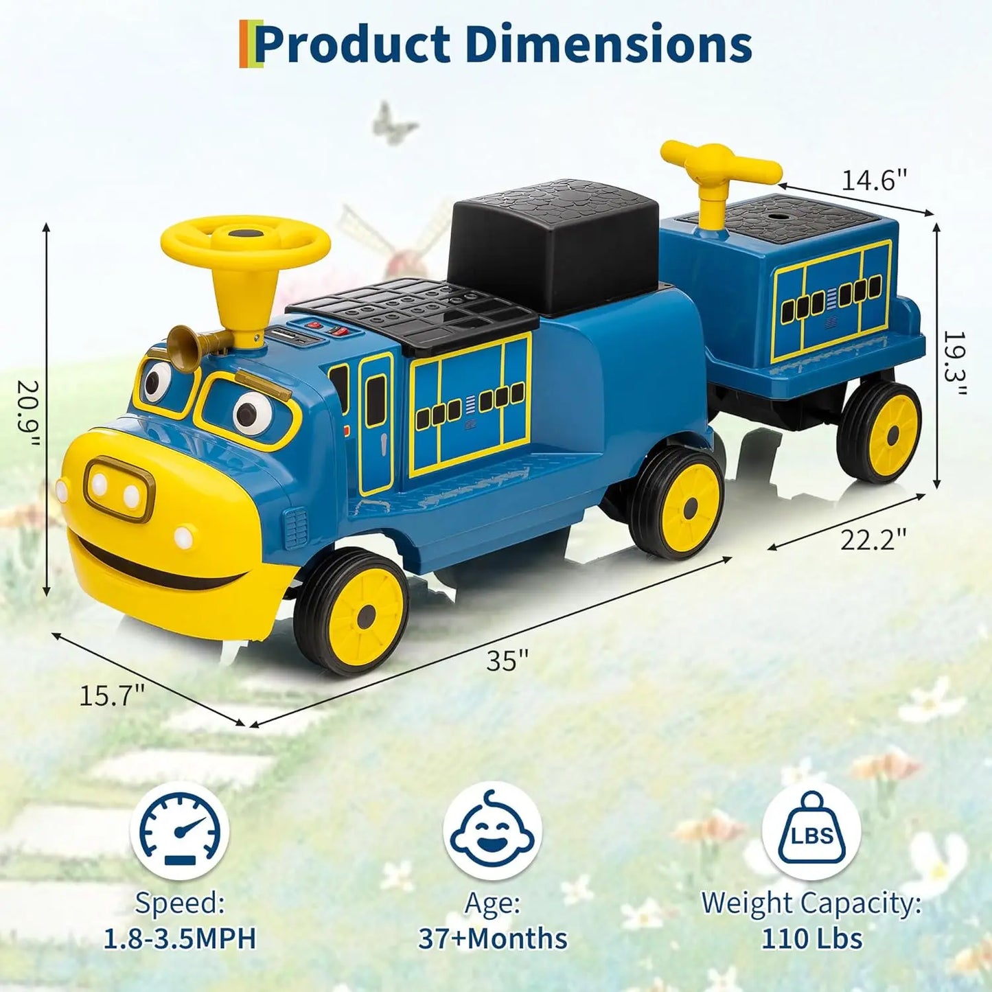 Trackless Two Seater Ride On Train For Kids 12V Vehicle