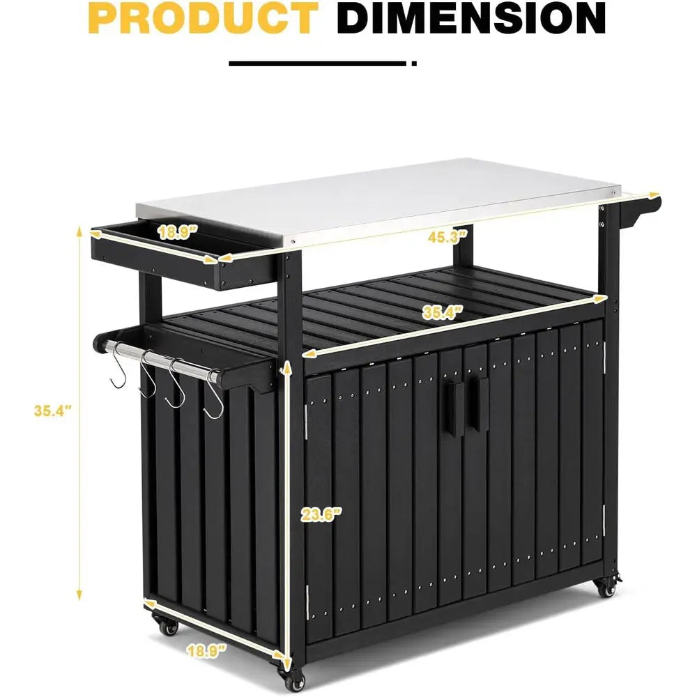 Rolling Kitchen Island With Stainless Steel Top And Storage by S And B Enterprise