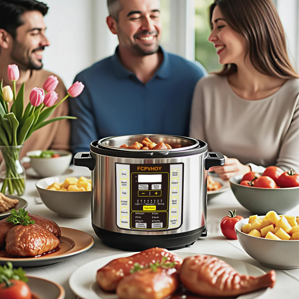 Electric pressure cooker 6 Qt, 9-in-1 multi cooker with safer venting design and stainless steel 304 liner