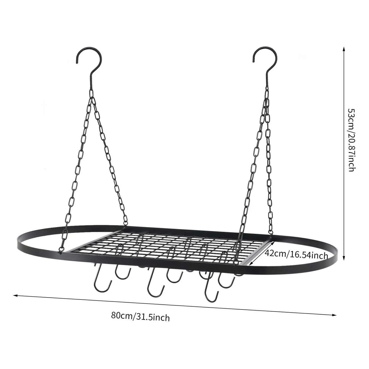 Iron Kitchen Wall Mounted Pot And Pan Rack With Hooks by S And B Enterprise