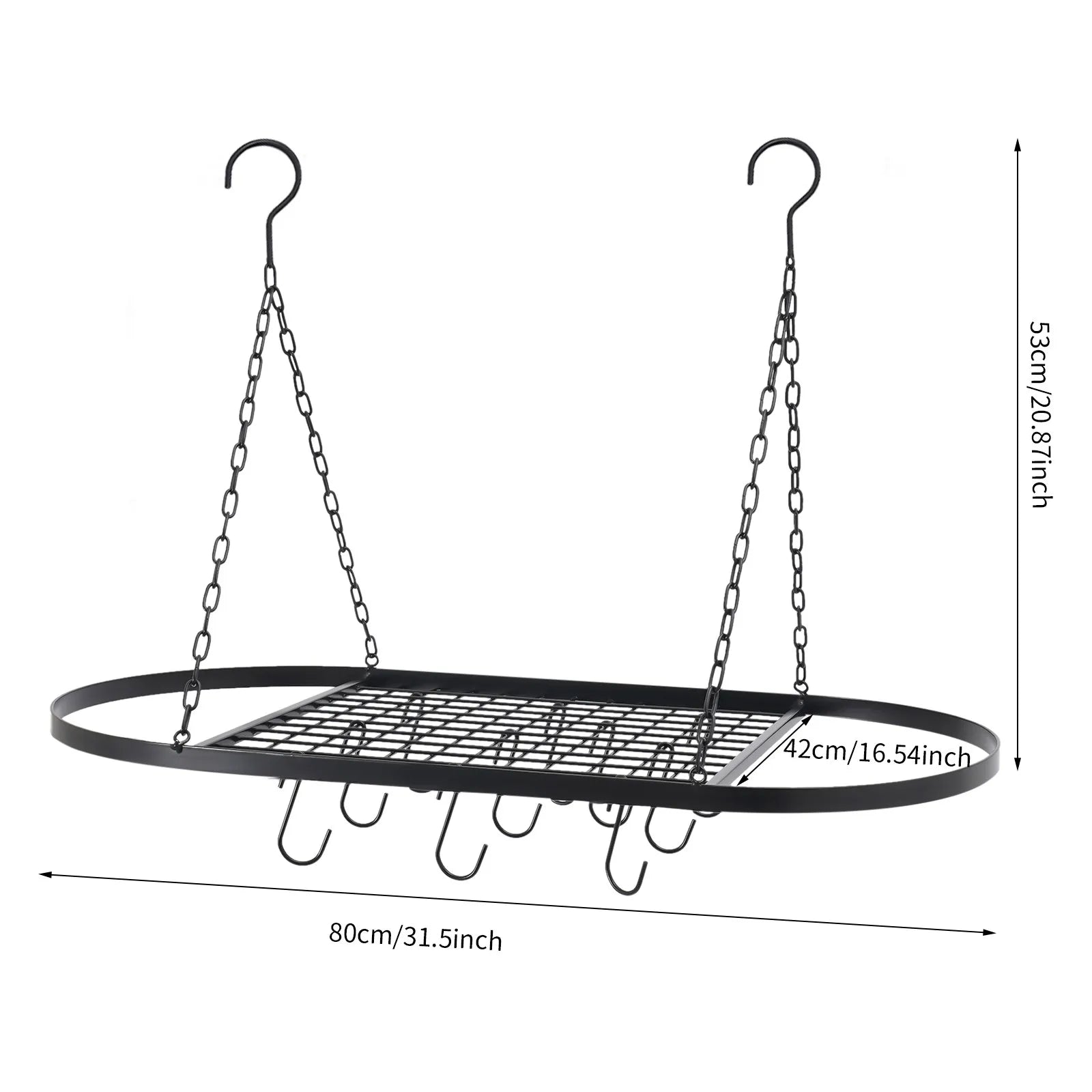Iron Kitchen Wall Mounted Pot And Pan Rack With Hooks by S And B Enterprise
