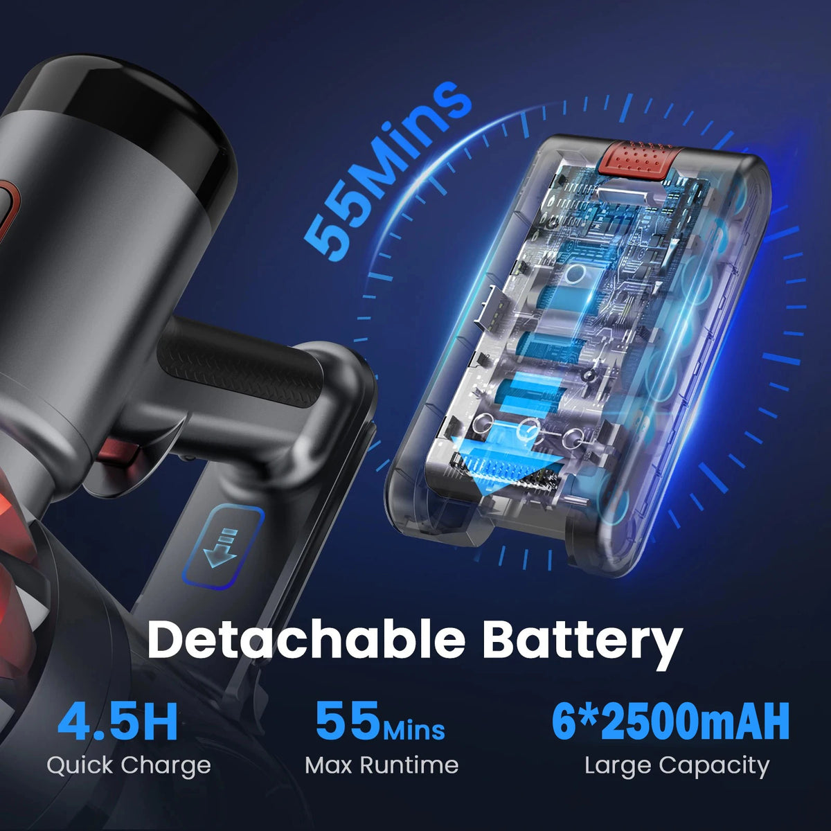 INSE S3P cordless vacuum cleaner with detachable battery and 55-min max runtime.