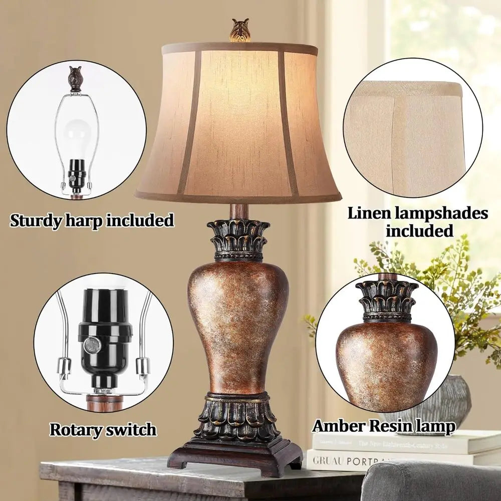 Rustic Tall Armhouse Table Lamps, Dimmable Western Style Living Room by S And B Enterprise