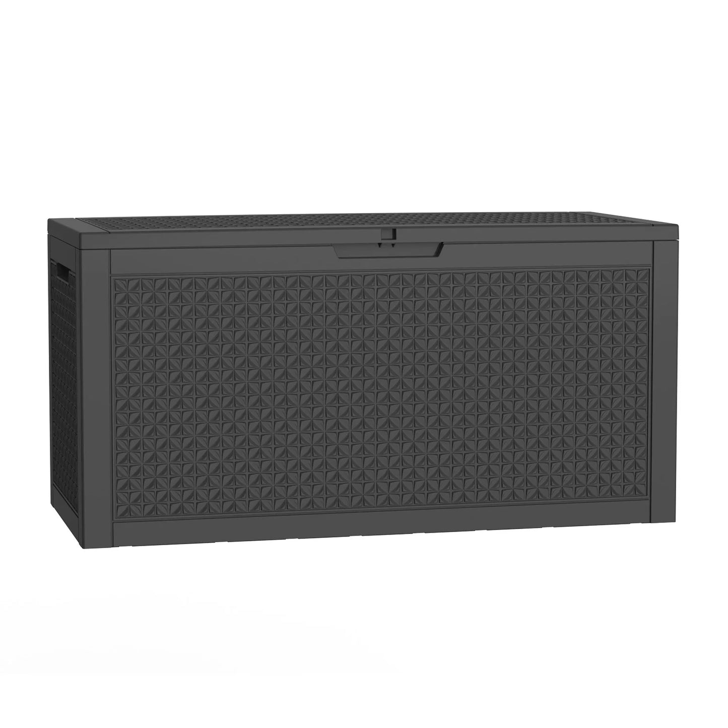 100 Gallon resin deck box by S And B Enterprise; dark gray, lockable outdoor storage for patio furniture