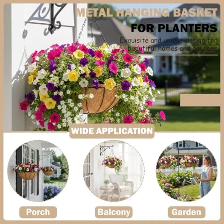 2 Pack Hanging Baskets Planter Outdoor Wire Plant Holders