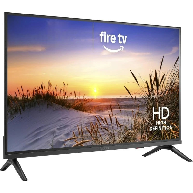 Smart Fire TV LED HD 32-inch Insignia with black bezel and dual-legged stand.