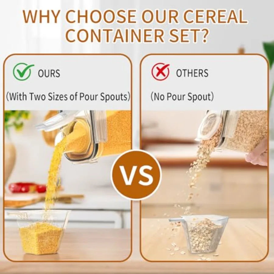 8 Piece Airtight Cereal Storage Containers With Lids For Pantry by S And B Enterprise