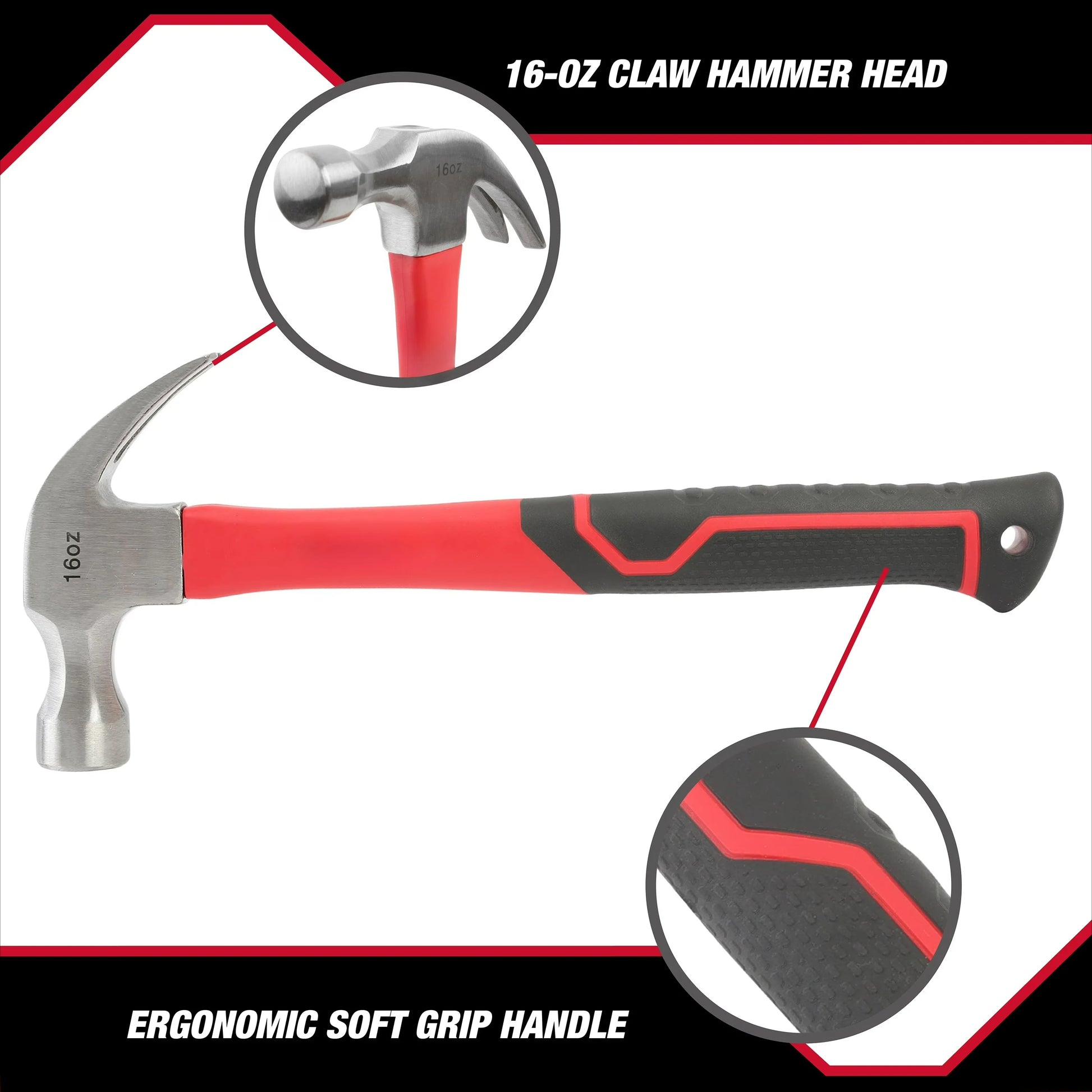 16-Ounce Claw Hammer with Fiberglass Handle by S And B Enterprise