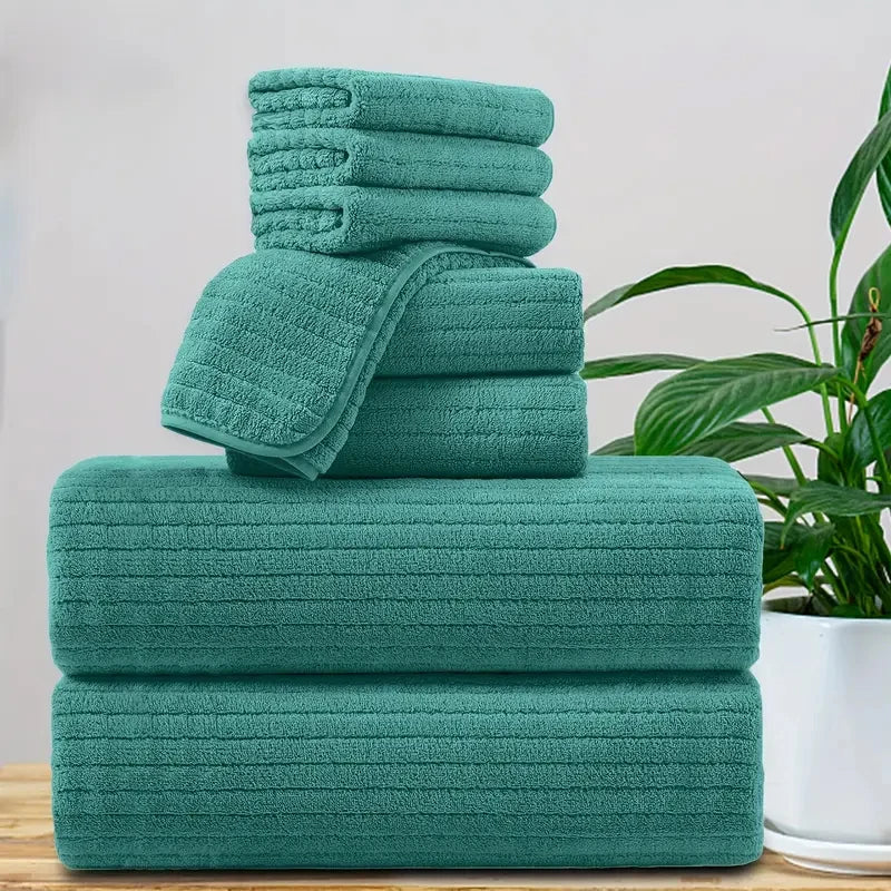 Bath Towel Set 8 Piece Absorbent Quick Dry Towels Daily by S And B Enterprise