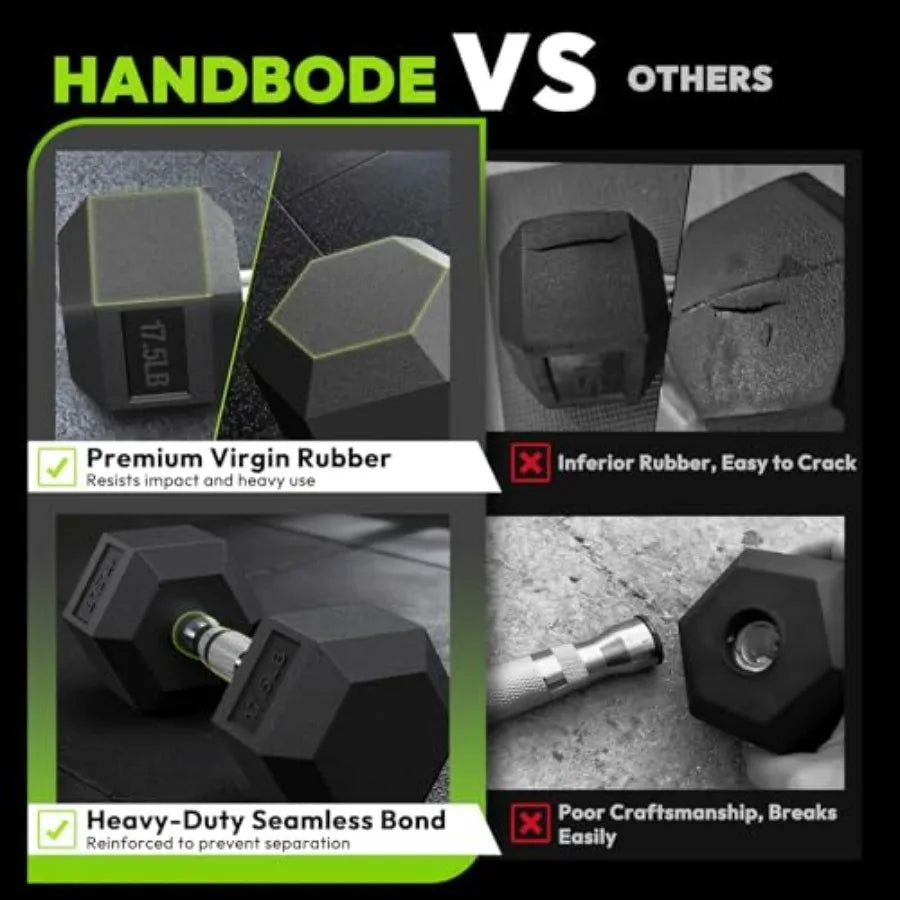 Rubber Coated Hex Dumbbell Set With A Frame Rack And Ergonomic Handles by S And B Enterprise