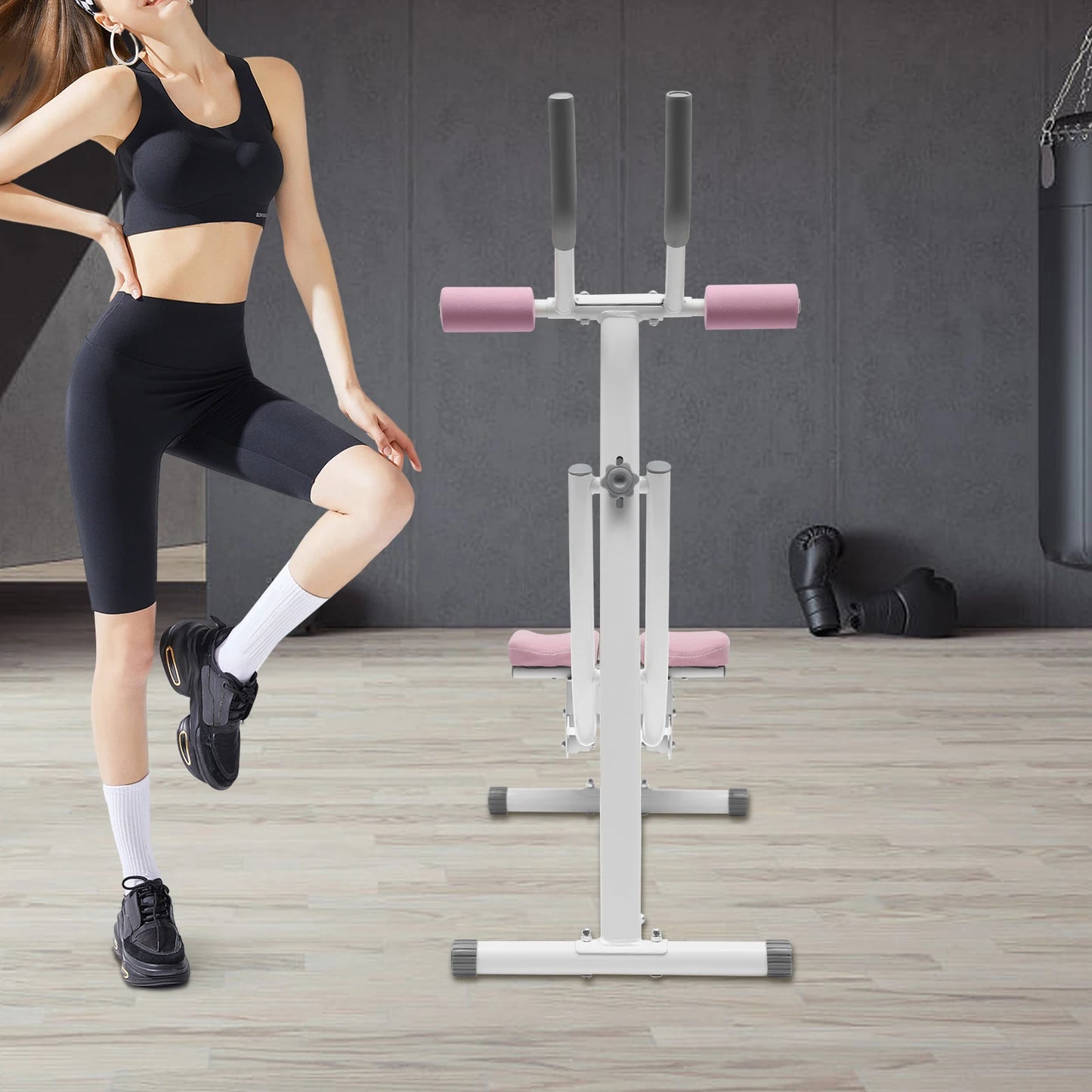 Ab Workout Machine Adjustable Ab Trainer Abdominal Trainer Foldable Ab Crunch Machine for Home Gym,Load 440 LBS
