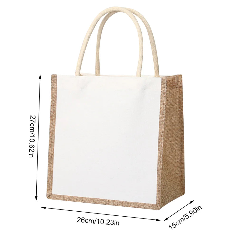 Alloet Burlap Jute Tote Bag Casual Reusable Shopping Bag