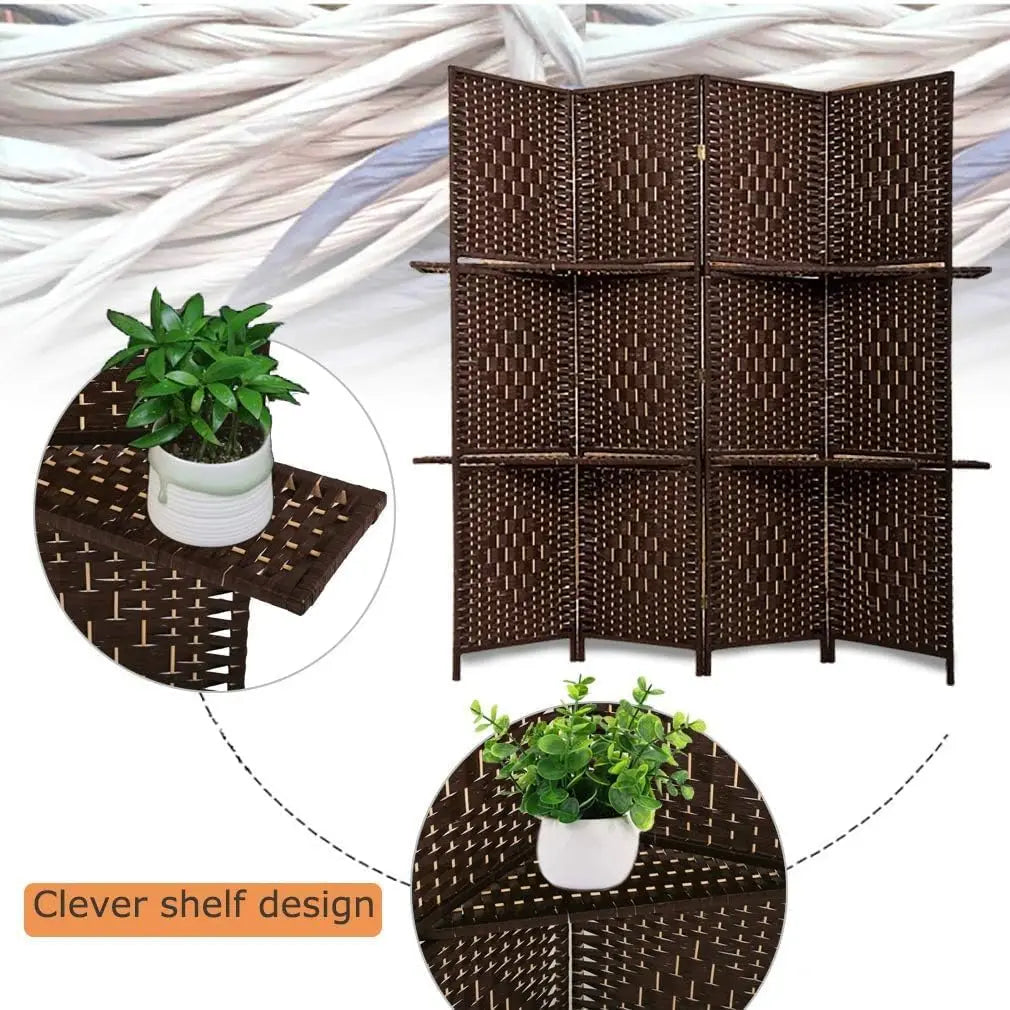 Room Divider 4 Panel Room Screen Divider Wooden Screen Folding Portable Partition Screens Wood with Removable Storage Sh by S And B Enterprise