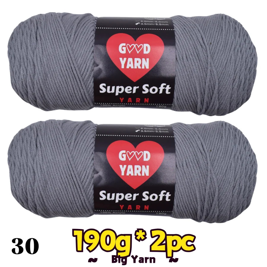 Two gray skeins of Good Yarn Velvet yarn by S And B Enterprise, super soft thick yarn for crochet and knitting