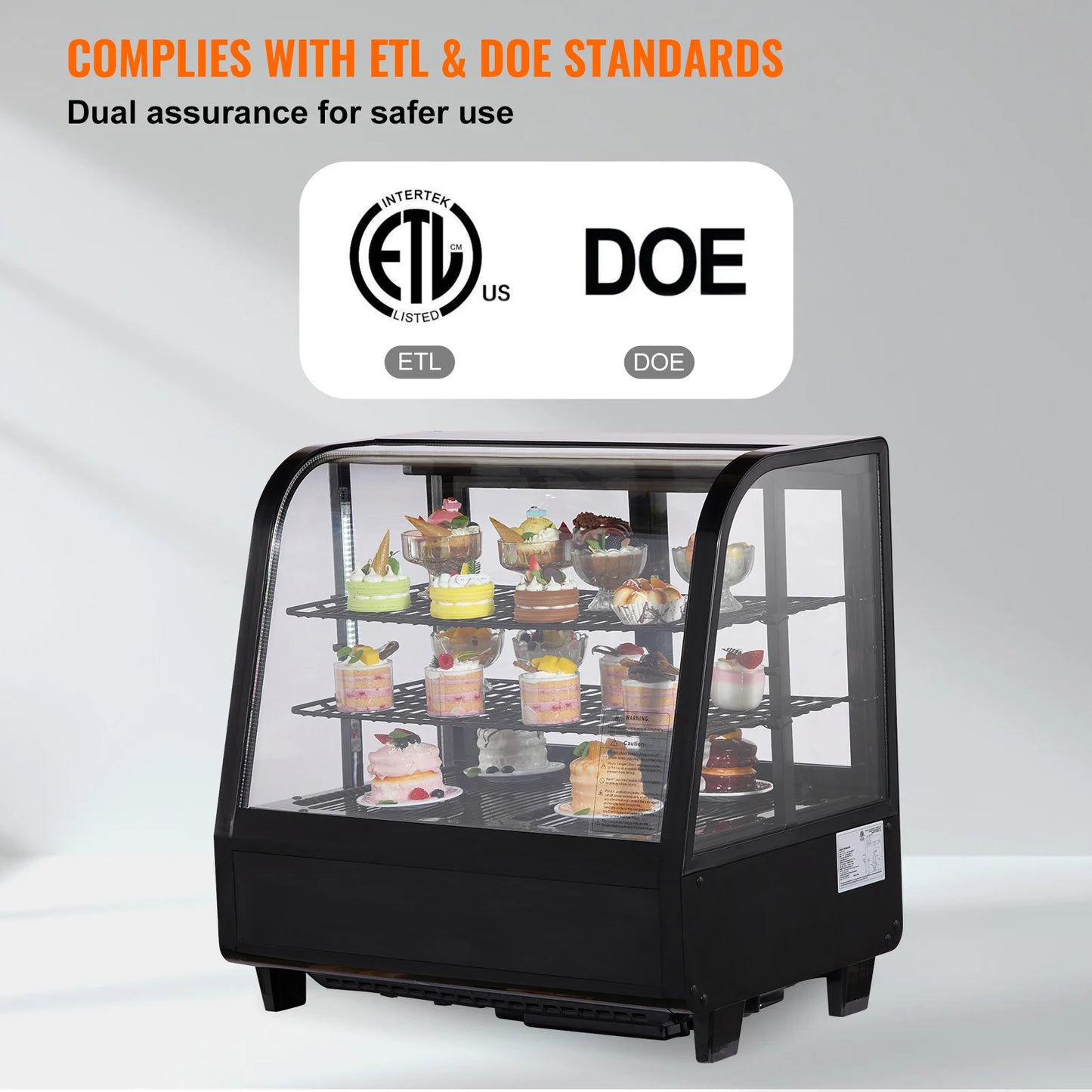 SucceBuy Countertop Refrigerated Display Case Pastry With LED Lighting