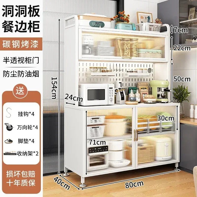 Modern Kitchen Cabinet Hutch Movable Full Door Glass Cabinet Storage Display Cupboards Multi-functional Cupboard Storage Door by S And B Enterprise