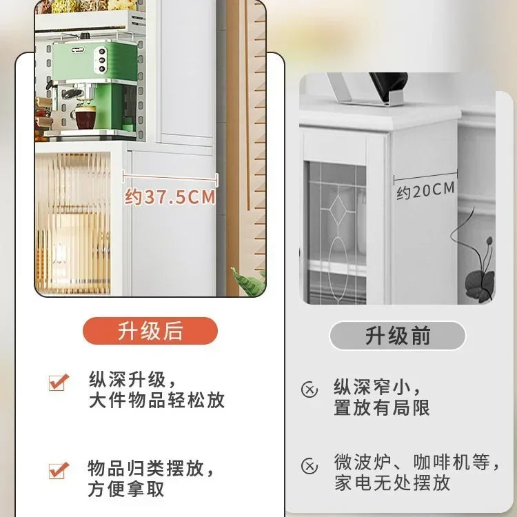 Modern Kitchen Cabinet Hutch Movable Full Door Glass Cabinet Storage Display Cupboards Multi-functional Cupboard Storage Door by S And B Enterprise