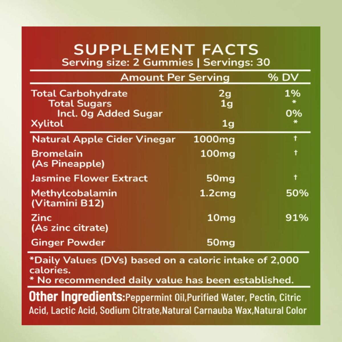 Summer Fresh Gut Health ACV Gummies 1000mg, 30 servings; 2 gummies/serving with bromelain and jasmine extract