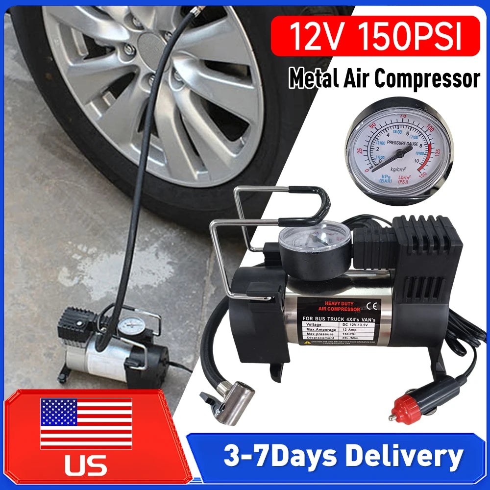 12V 150psi Portable Metal Air Compressor Car Tyre Inflator by S And B Enterprise