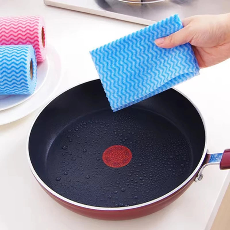 2/4Rolls Disposable Non-woven Cleaning Cloths Versatile Kitchen Living Room Use Washing Wiping Dirty Item Absorbent Towels by S And B Enterprise