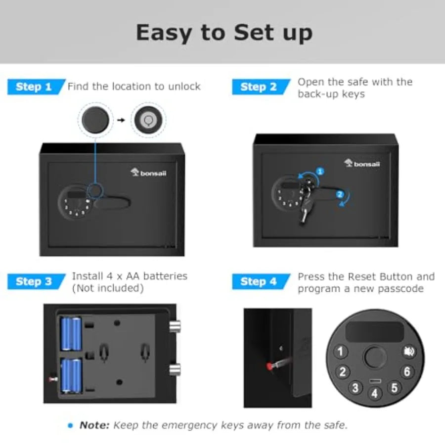 Electronic Keypad Safe Box With Removable Shelf For Valuables