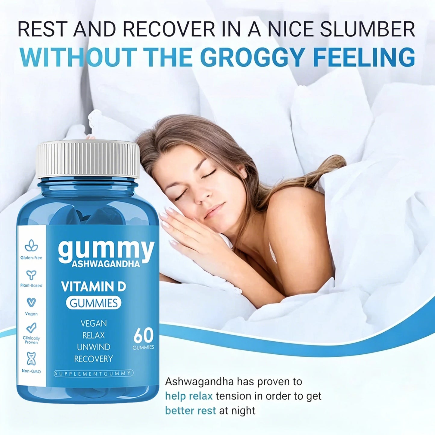 Ashwagandha Vitamin Gummies Stress Relief Sleep Support Concentration