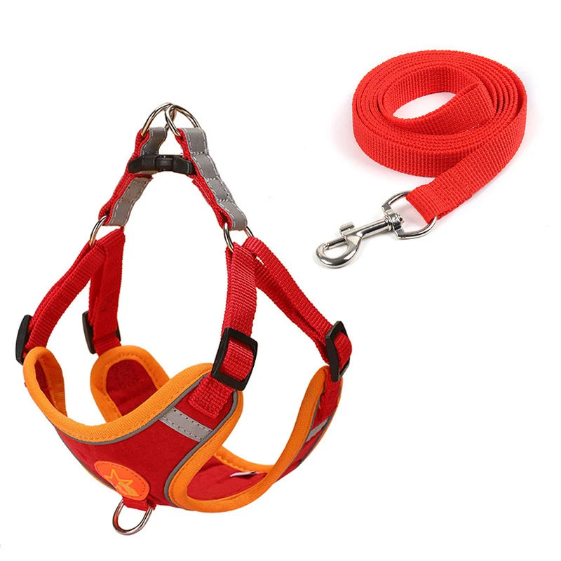 Small Medium Dogs Harness Vest Walking Traction Rope Reflective Straps, Soft Mesh Harness Breathable Pet Supplies by S And B Enterprise