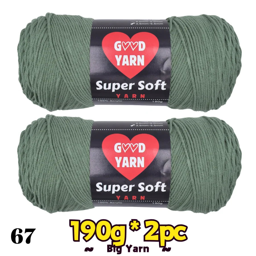 Two green balls of Good Yarn Super Soft velvet yarn, 100% acrylic, for crochet by S And B Enterprise