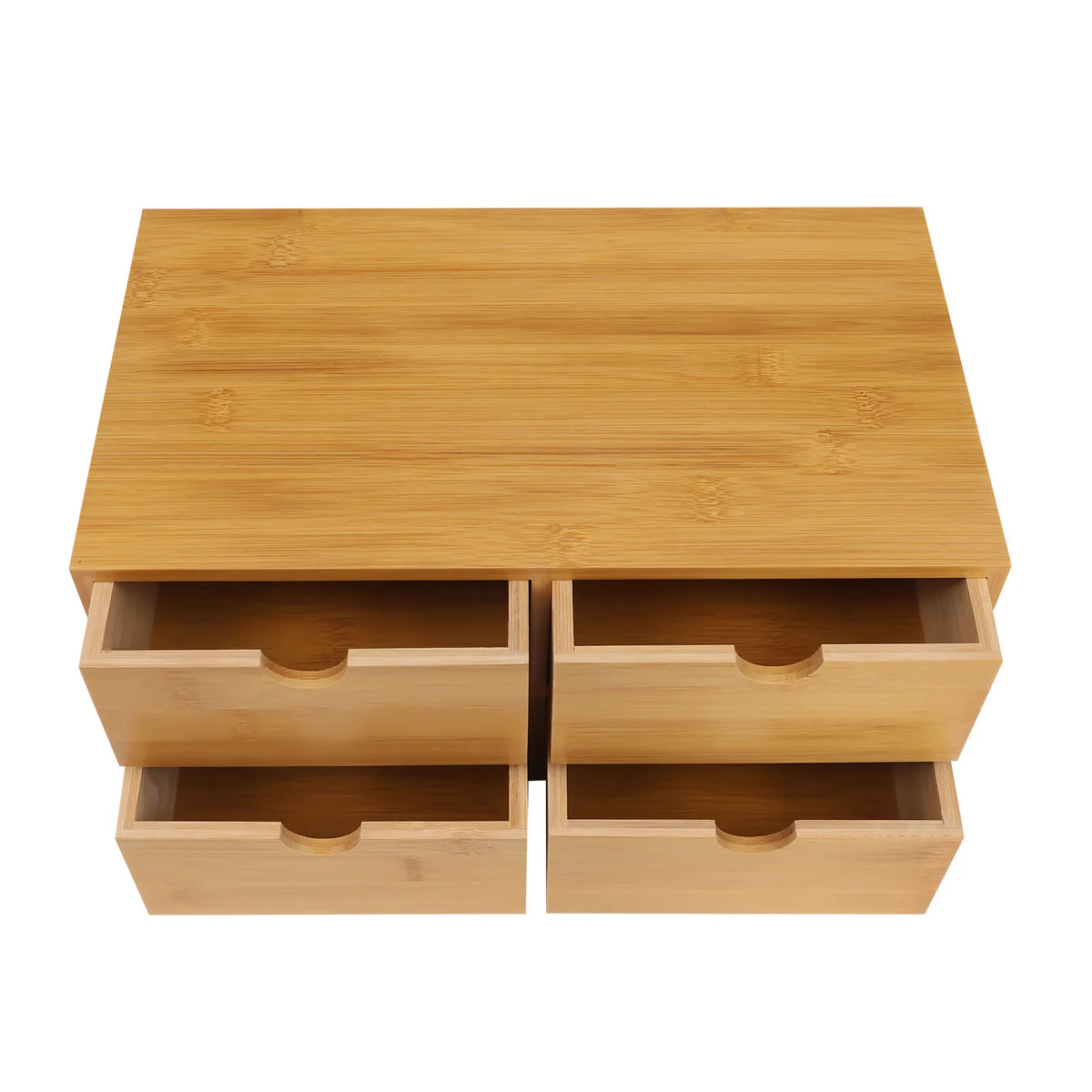 Bamboo desktop organizer with 4 drawers, natural finish, by S And B Enterprise