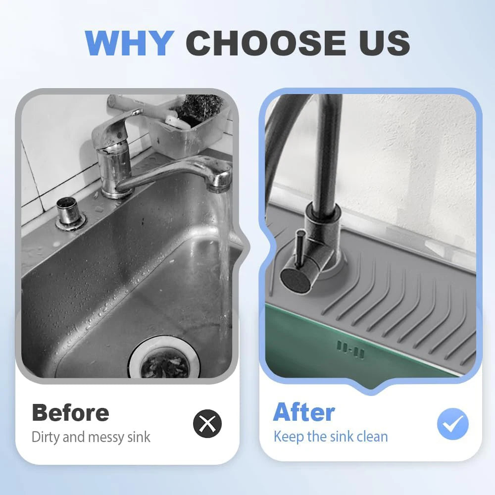 76cm Kitchen Sink Faucet Mat Foldable Faucet Mat Sink 30in Silicone Faucet Guard & Draining Pad Countertops Dry Splash Guard