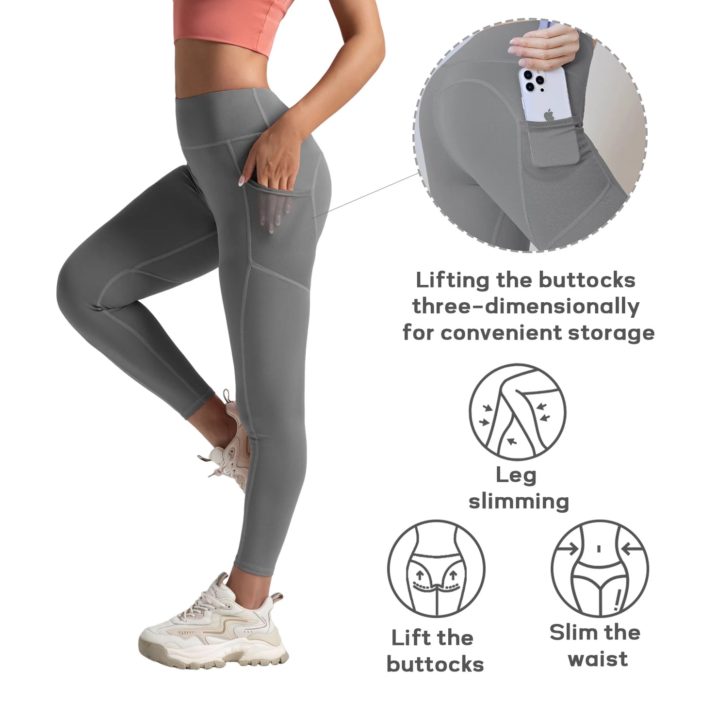 3 Pack Women Leggings With Pockets High Waist Yoga Pants For Gym Running