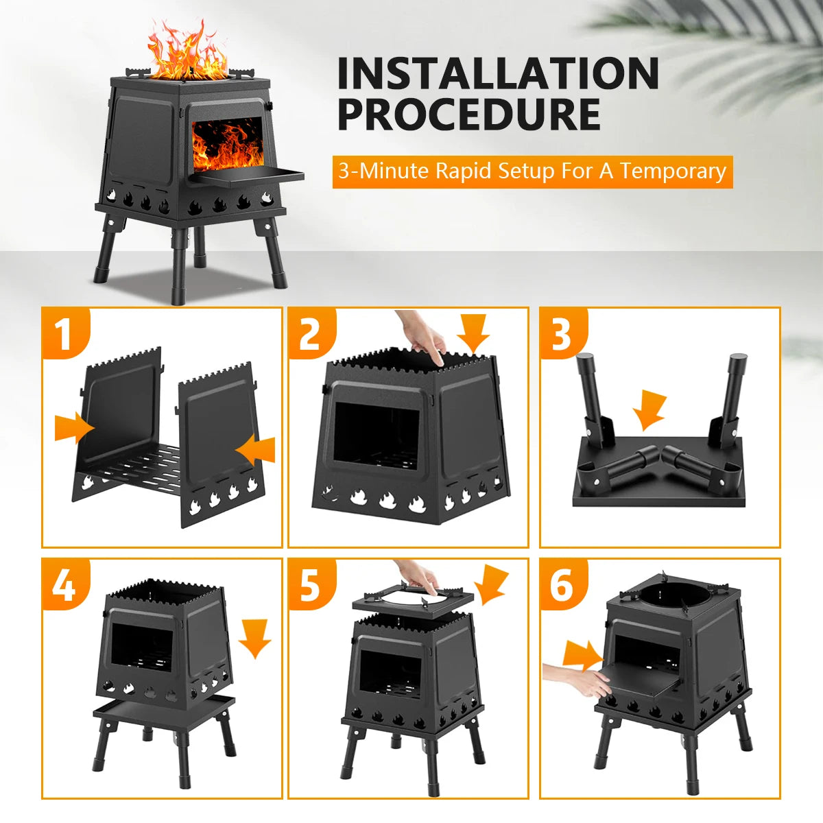 Portable Wood Burning Camp Stove Cast Iron For Outdoor Camping by S And B Enterprise
