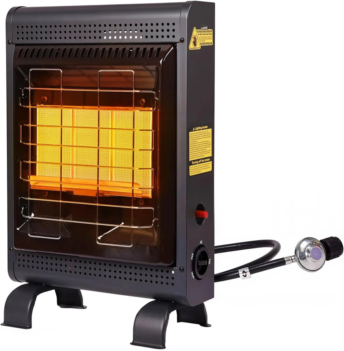 Propane patio heater 18,000 BTU by S And B Enterprise dark gray with tip-over and ODS protection