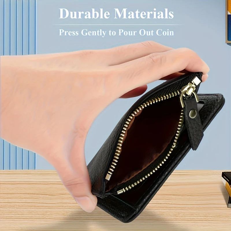 Unisex RFID Zipper Wallet PU Card Holder Slim Coin Purse