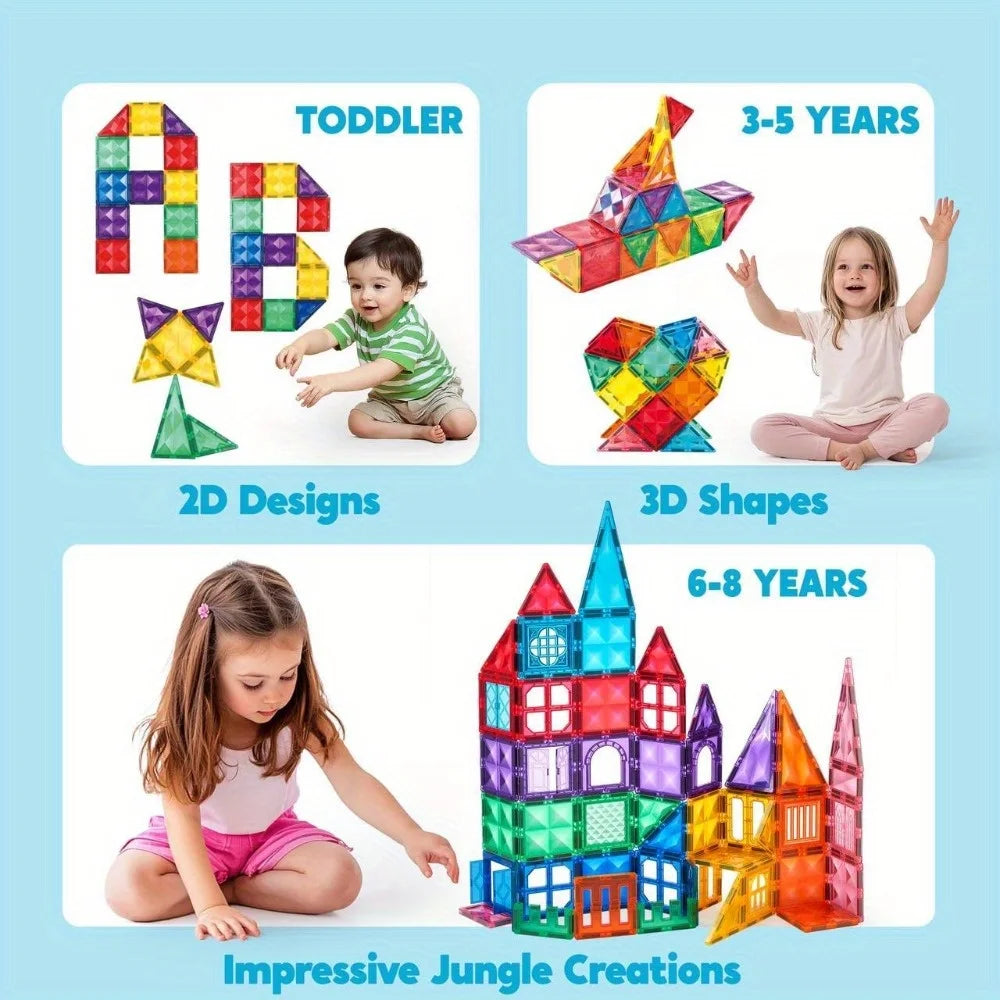 JOYFY 110/66/50 PCS Magnetic Building Tile 3D Magnet Tiles with Vehicle Construction Blocks Set for Kids Birthday Chirstmas Gift by S And B Enterprise