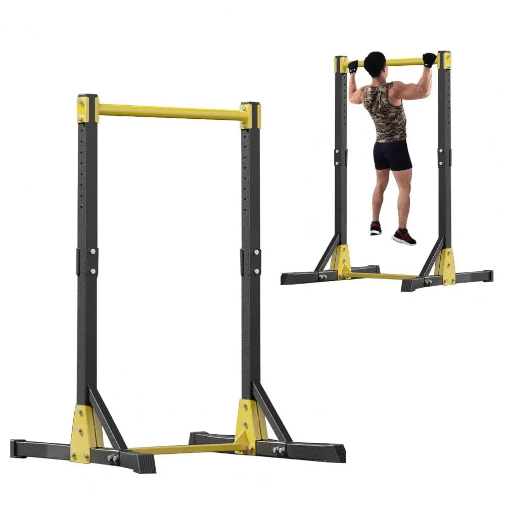 Pull Up Station for Home Gym by S And B Enterprise; free-standing pull-up bar with yellow accents.