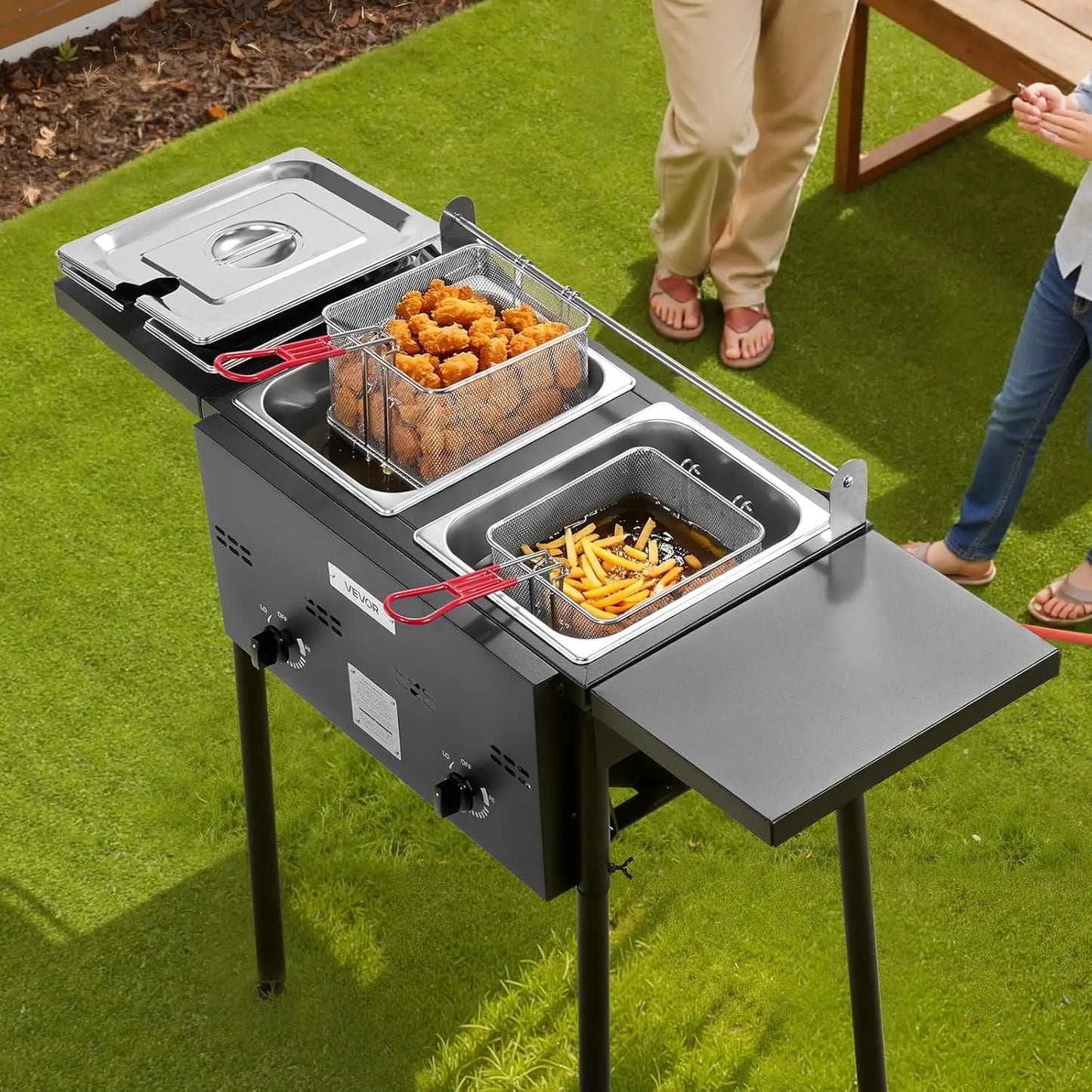 Outdoor Propane Deep Fryer With Double Burners And Stainless Steel