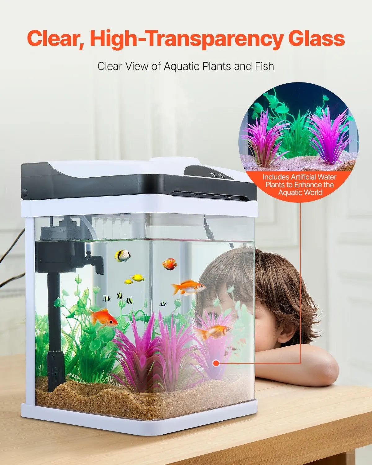 Aquarium LED Smart Square Self-Cleaning Glass Durable Design