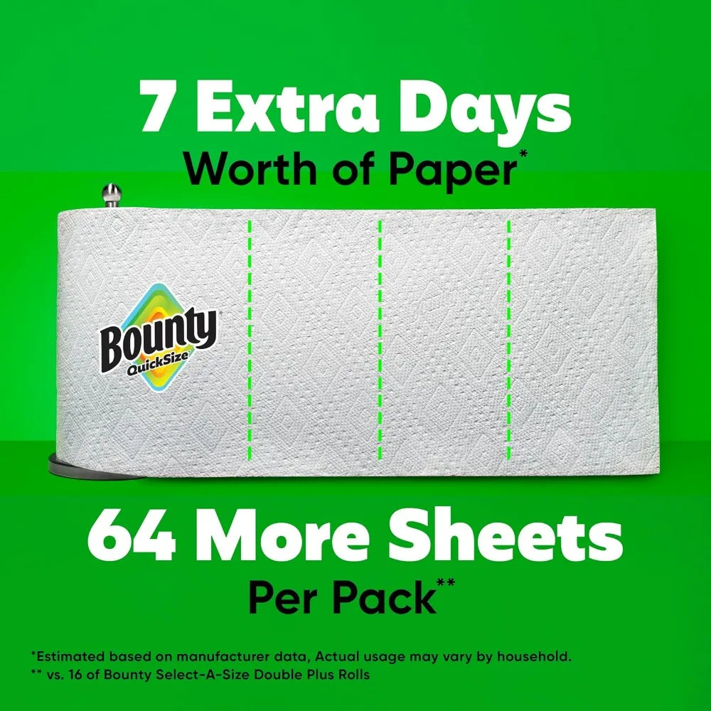 Bounty Paper Towels Quick Size, White, 16 Family Rolls = 40 Regular Rolls