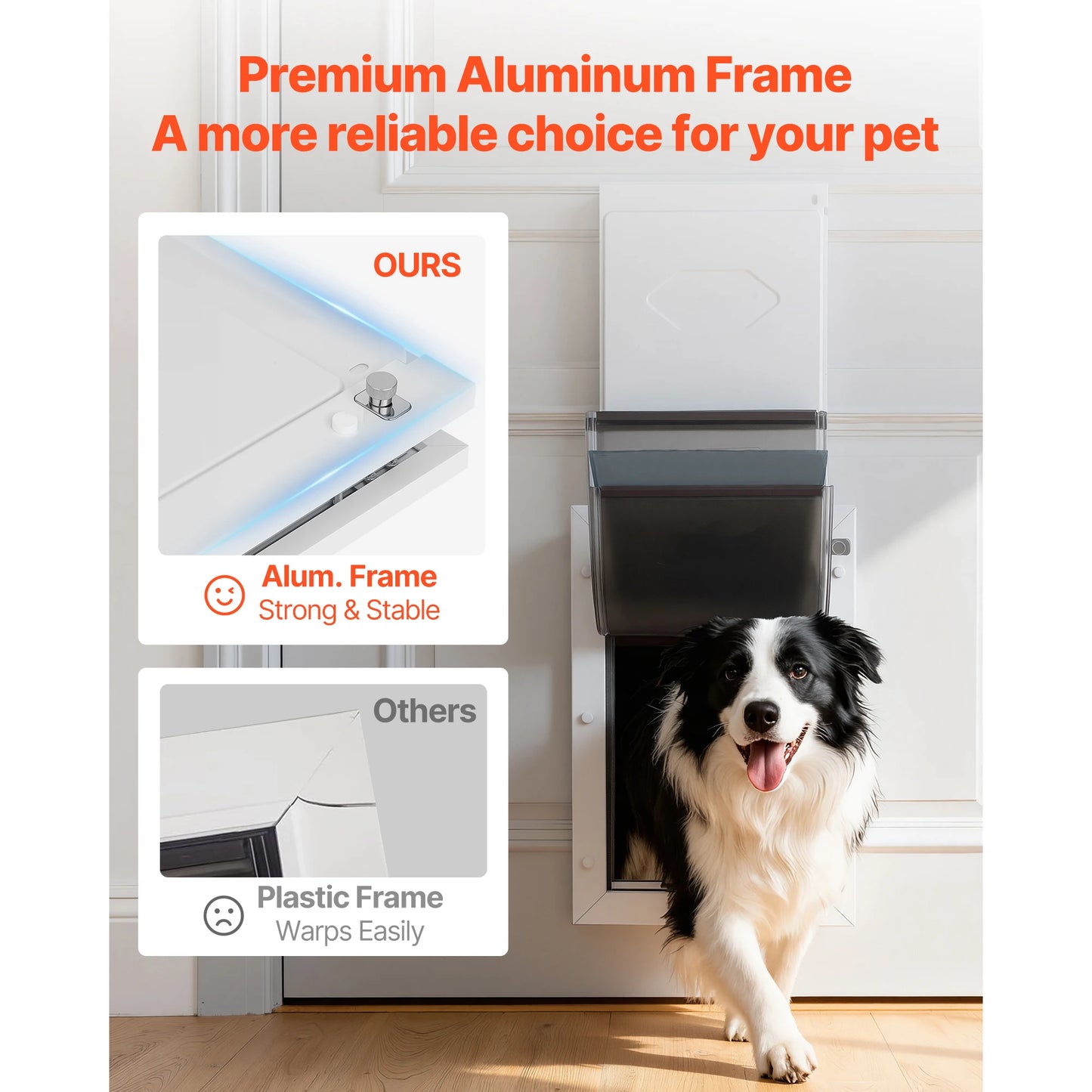 SucceBuy Pet Door With Magnetic Flaps And Metal Frame Weatherproof