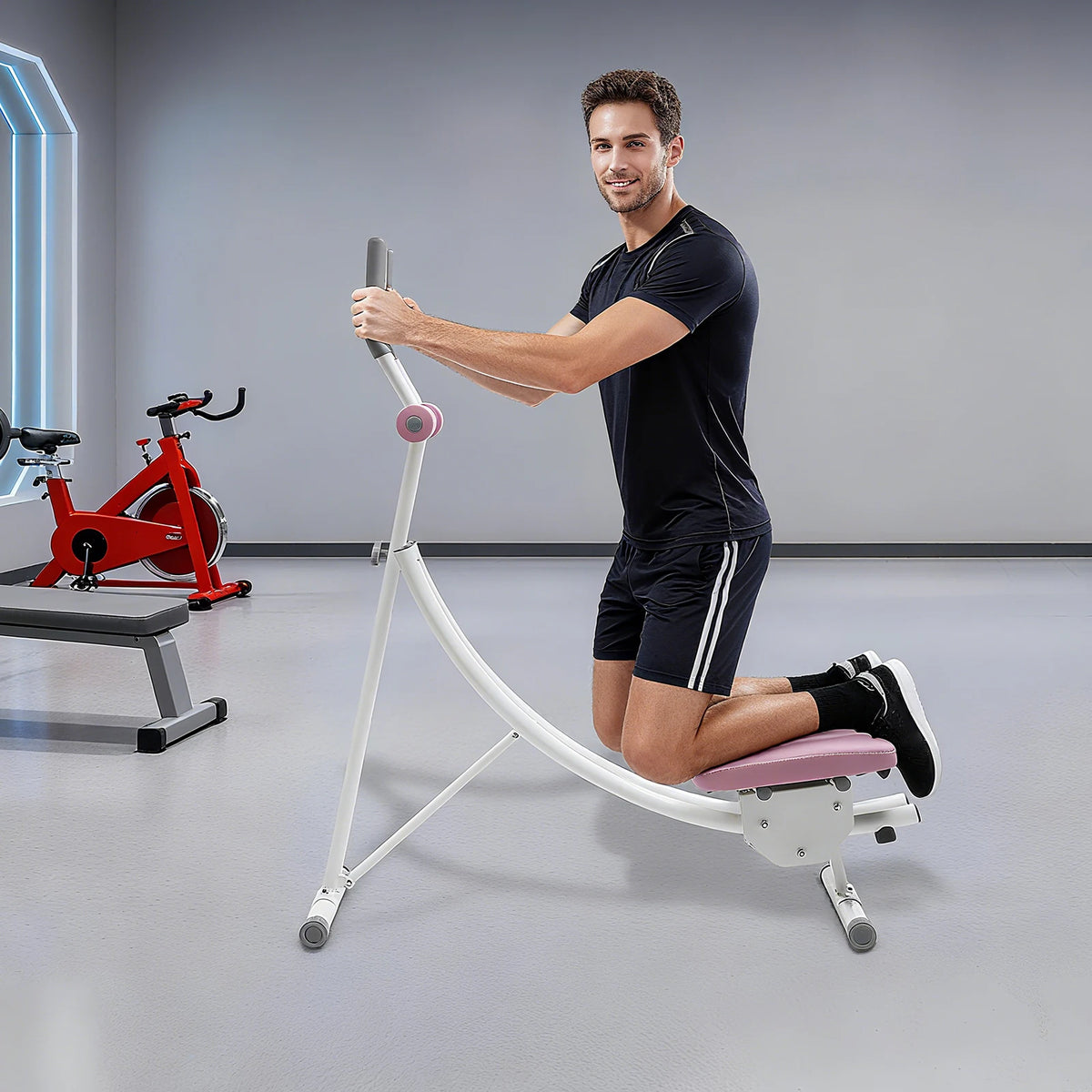 Ab Workout Machine Adjustable Ab Trainer Abdominal Trainer Foldable Ab Crunch Machine for Home Gym,Load 440 LBS