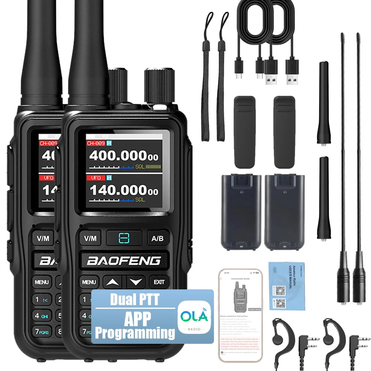 Clorgo Baofeng UV5R Dual Band Radio 5W NOAA Bluetooth