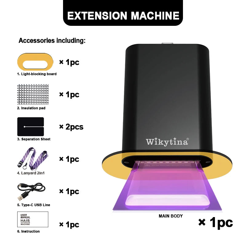 Wikytina UV Light Hair Extension Tool Kit With Adhesive Remover