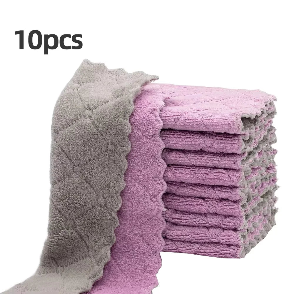 Soft Absorbent Cleaning Rags 10 Pack Reusable Dishcloths Quick Drying by S And B Enterprise