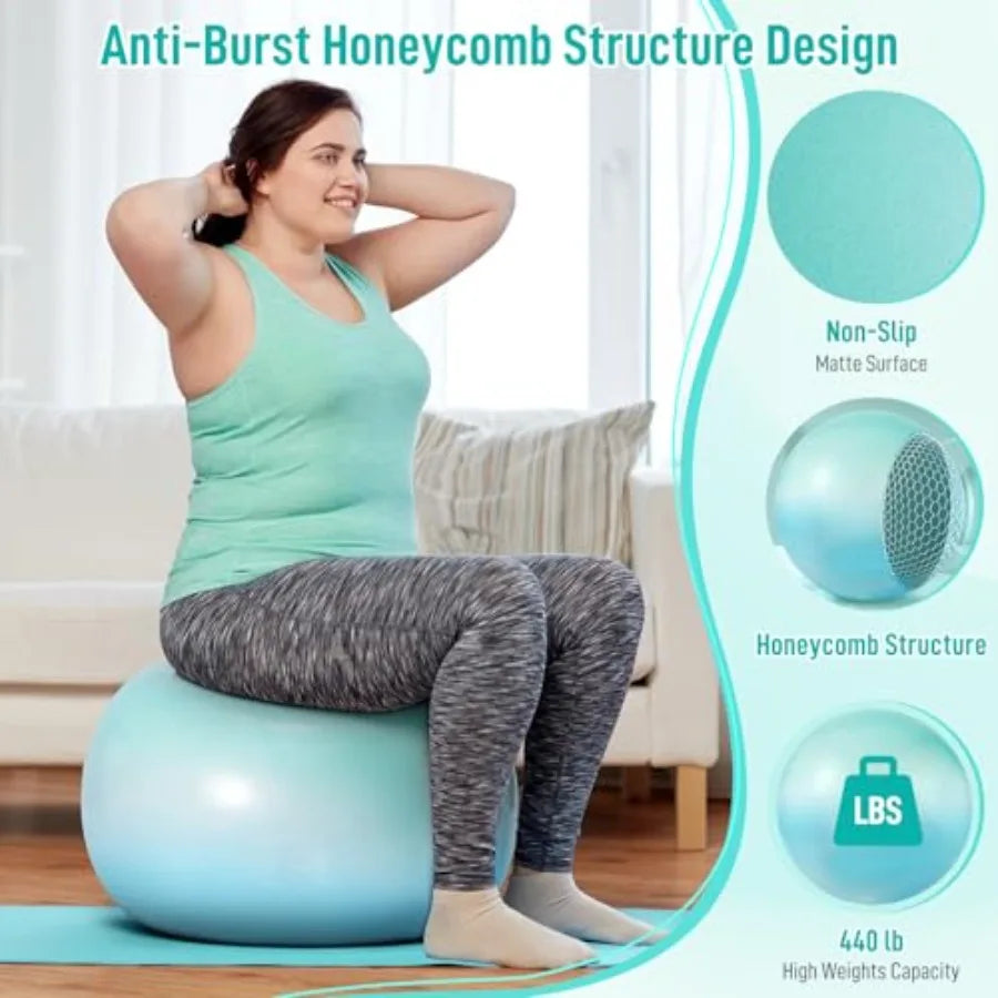 Extra Thick Exercise Ball With Pump Anti-Burst And Slip-Resistant by S And B Enterprise